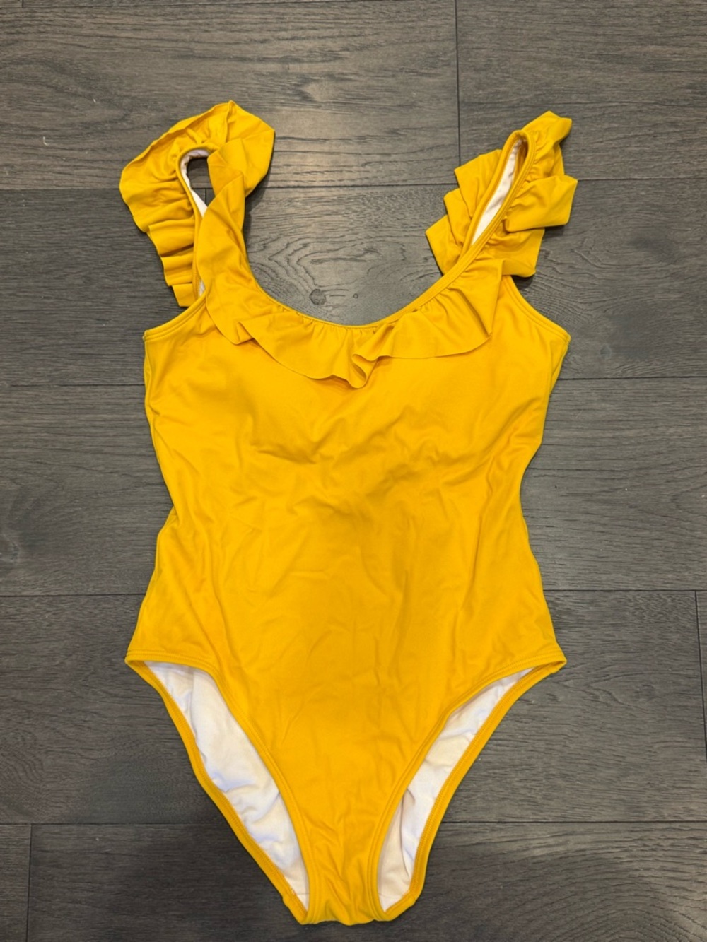 Boden Yellow Ruffle-Trim One-Piece Swimsuit